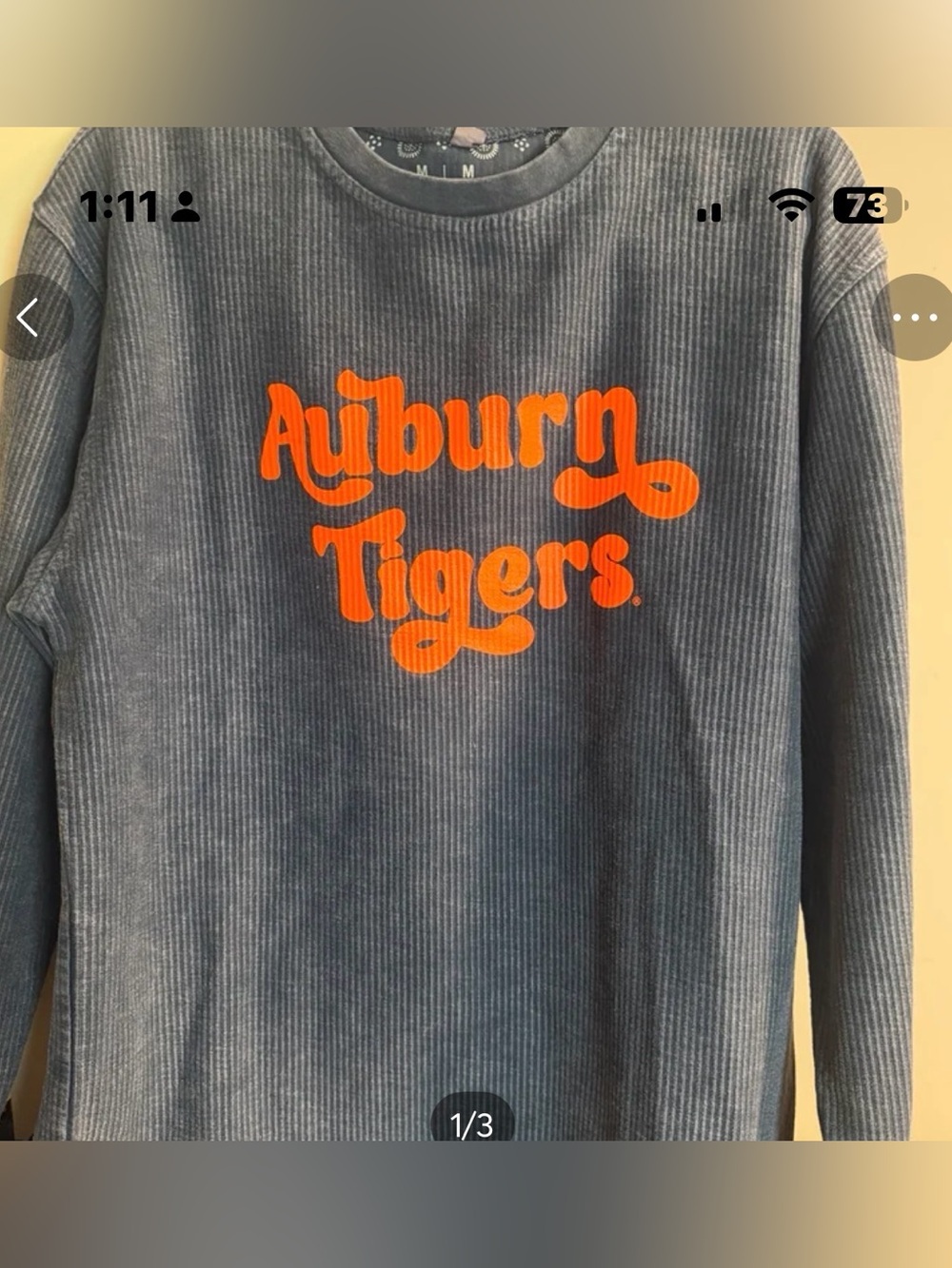 Auburn Tigers Crewneck Sweater - Blue with Orange Logo